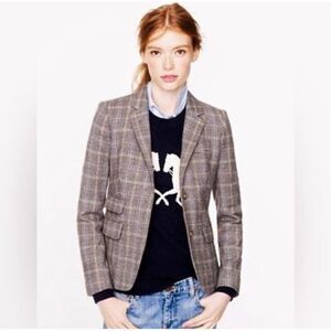 J. Crew Glen Plaid English Tweed Wool Schoolboy Blazer Jacket Girls 12T (Tall)